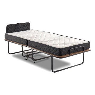 Sklopivi metalni jednokrevetni krevet HERON 90x204 cm beli nosivost 120 kg