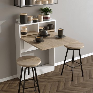 Sklopivi sto BRACKED 96x70 cm, beli/braon