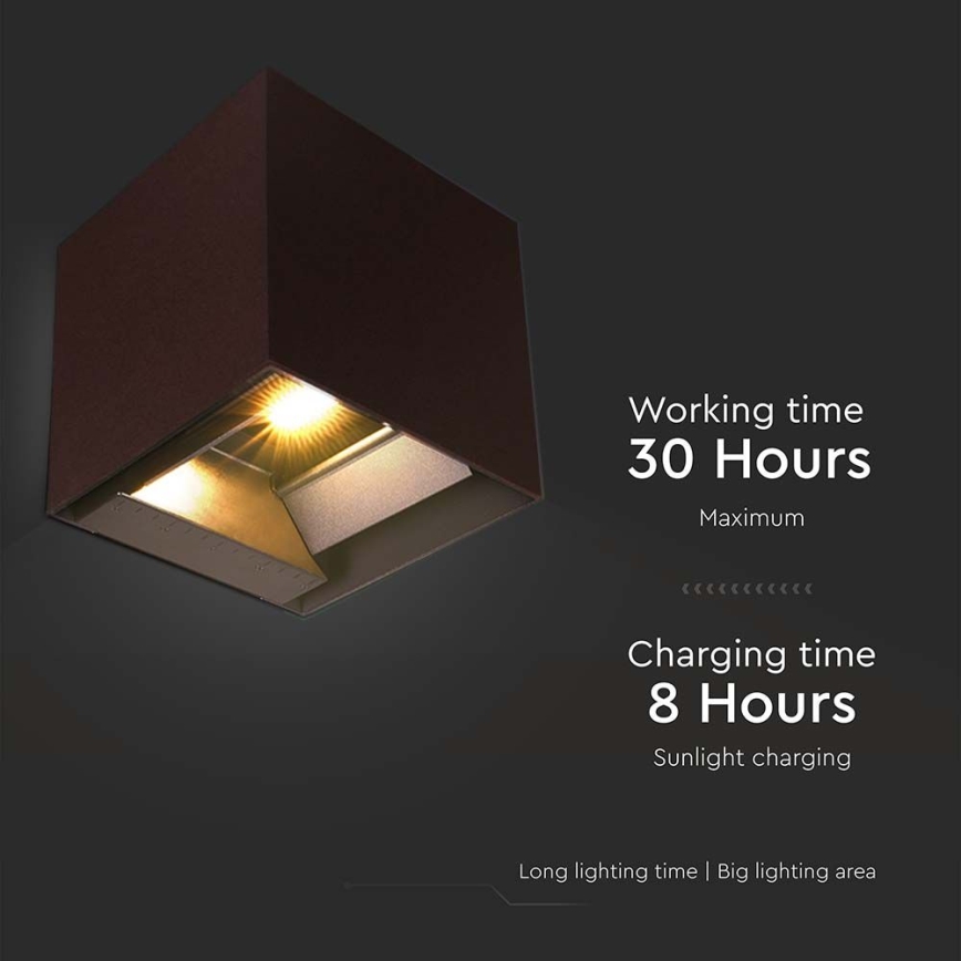 LED solarno zidno svetlo sa senzorom LED/9W/3,7V 3000/4000/5000K 2600 mAh IP65 braon