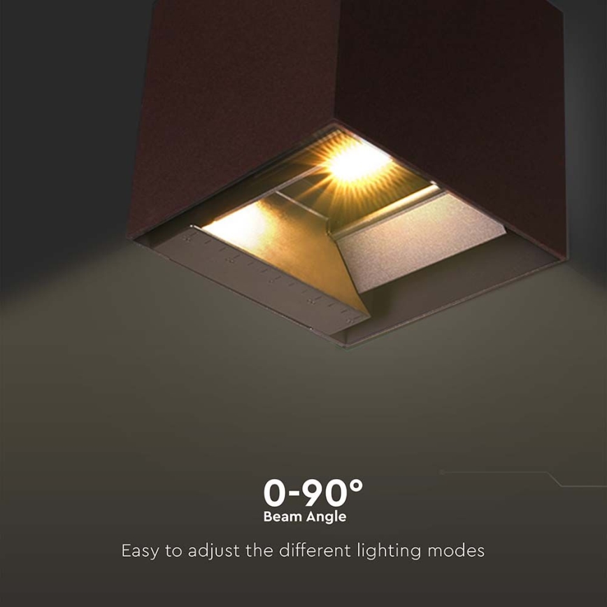 LED solarno zidno svetlo sa senzorom LED/9W/3,7V 3000/4000/5000K 2600 mAh IP65 braon