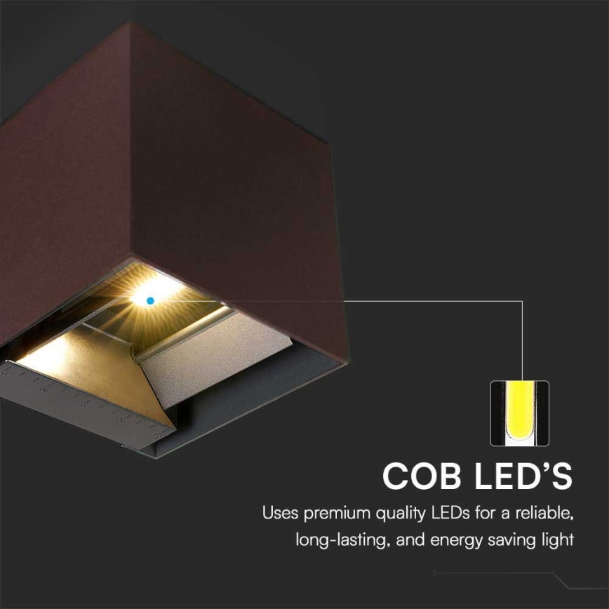 LED solarno zidno svetlo sa senzorom LED/9W/3,7V 3000/4000/5000K 2600 mAh IP65 braon