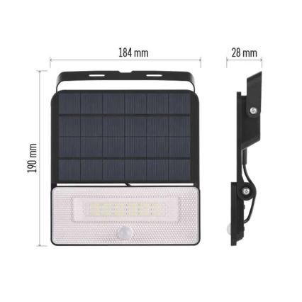 Solarni LED reflektor sa senzorom pokreta LED/3,7V 3600mAh 4000K IP54
