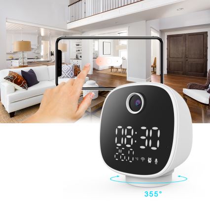 Pametna kamera sa budilnikom, termometrom i LED svetlom 1296p 3 Mpx 5V Wi‑Fi Tuya IP65