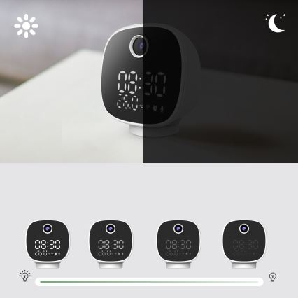 Pametna kamera sa budilnikom, termometrom i LED svetlom 1296p 3 Mpx 5V Wi‑Fi Tuya IP65