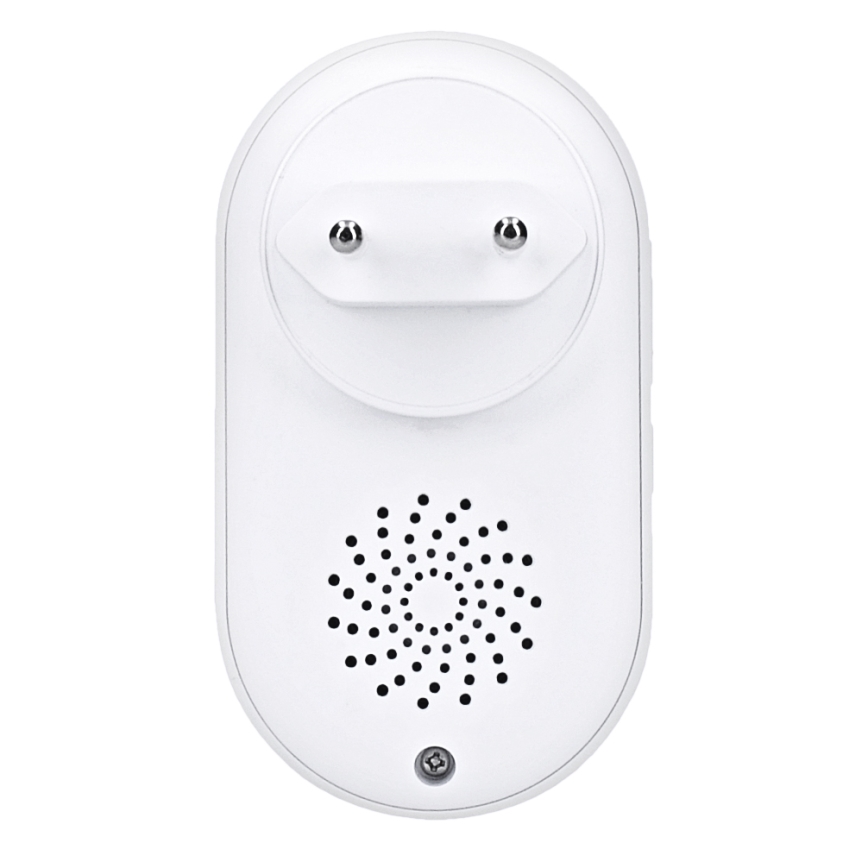 Bežični zvonac za utičnicu 230 V / 1×CR2032 IP56, beo
