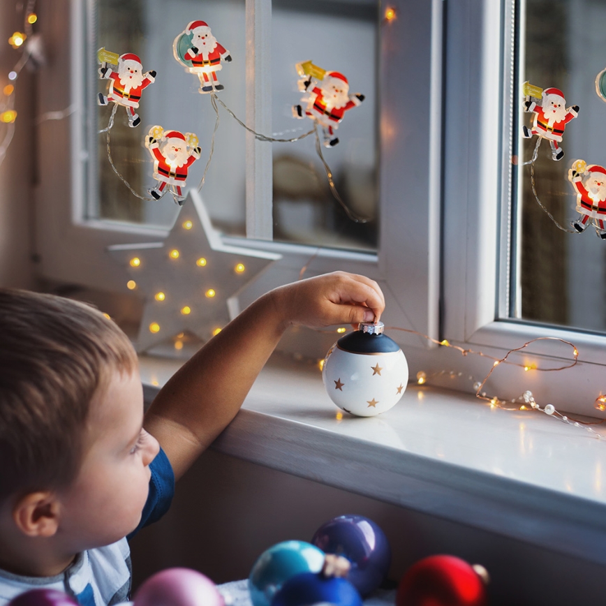 LED božićni lanac sa usisnim čašicama 6xLED/2xAA 1,2m topla bela Santa