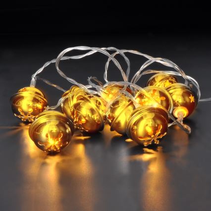 LED božićni lanac 10xLED/2xAA/topla bela 1,8m zvončići