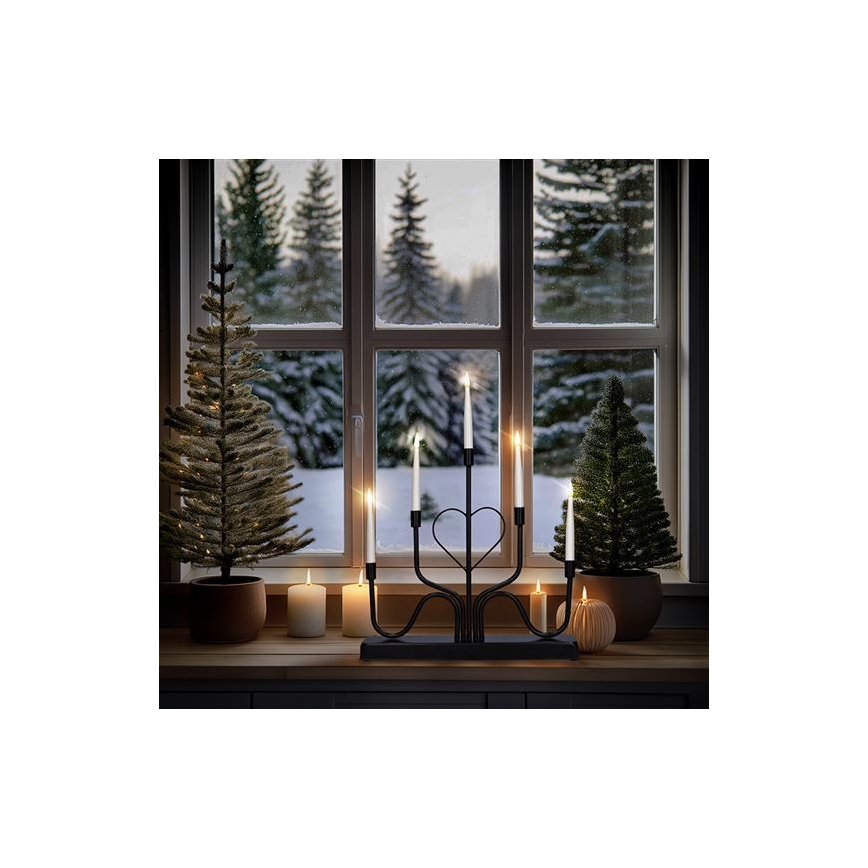 LED božićni svećnjak 5xLED/2xAA topla bela