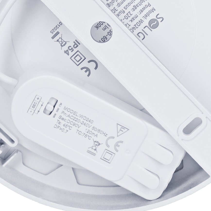 LED nadgradni/ugradni panel 2u1 LED/12W/230V 3000/4000/6000K prečnik 17 cm IP54 srebrni