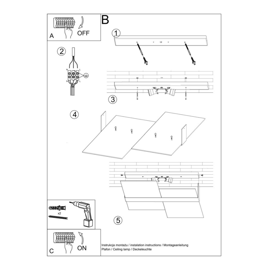 Plafonsko svetlo MASSIMO 2xE27/60W/230V belo/sjajni hrom
