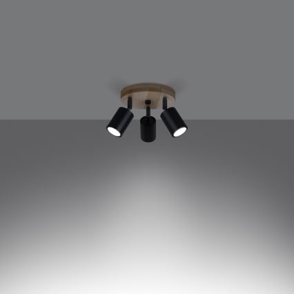 Stropna spot svetiljka VERDO 3xGU10/10W/230V crna/bukva