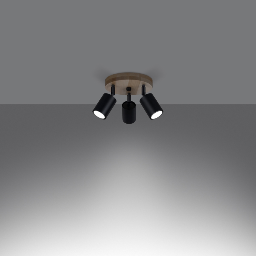 Stropna spot svetiljka VERDO 3xGU10/10W/230V crna/bukva