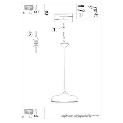 Luster na sajli GINA 1xE27/15W/230V Ø 38 cm crna