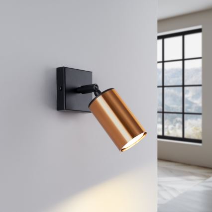 Zidna reflektorska svetiljka WINX 1xGU10/10W/230V, crna/bakar