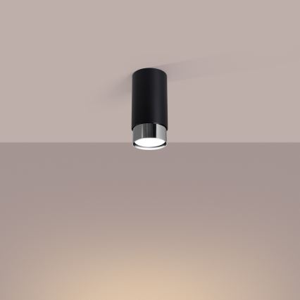 Reflektor NERO 1xGU10/10W/230V 12,5 cm crna/sjajni hrom