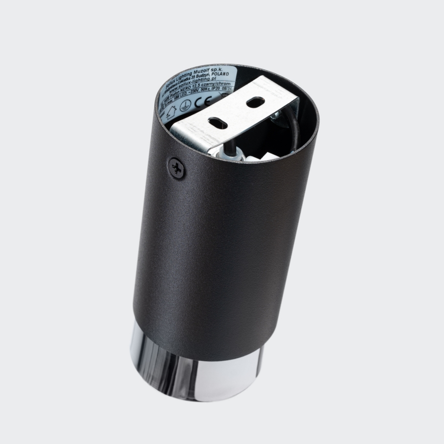 Reflektor NERO 1xGU10/10W/230V 12,5 cm crna/sjajni hrom