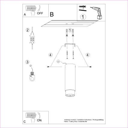 Spot svetiljka NERO 1xGU10/10W/230V 22,5 cm crna/sjajni hrom