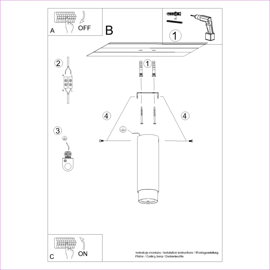 Spot svetlo NERO 1xGU10/10W/230V 22,5 cm crno/zlatno