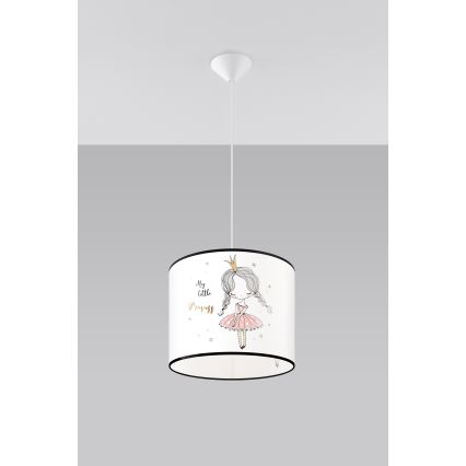 Dečiji luster na sajli PRINCESS 1xE27/15W/230V Ø 30 cm princeza