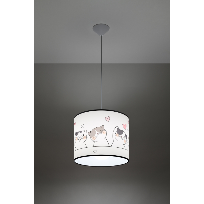Dečiji luster na sajli CAT 1xE27/15W/230V prečnik 30 cm mačka