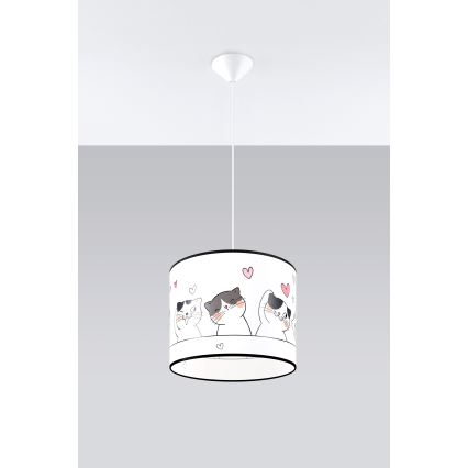 Dečiji luster na sajli CAT 1xE27/15W/230V prečnik 30 cm mačka