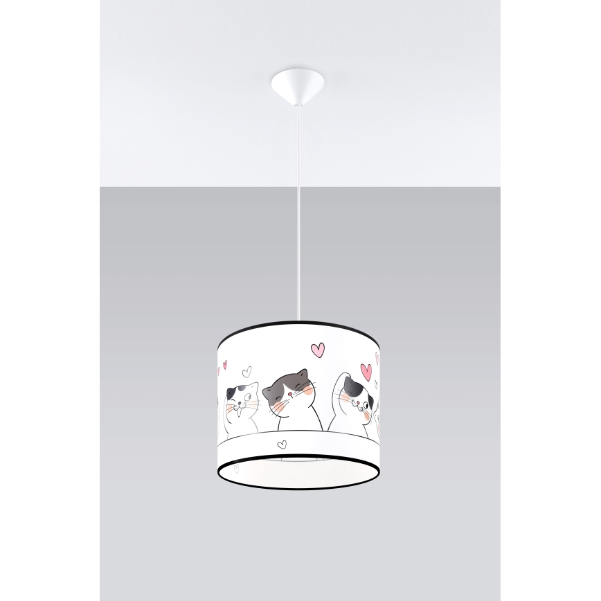 Dečiji luster na sajli CAT 1xE27/15W/230V prečnik 30 cm mačka