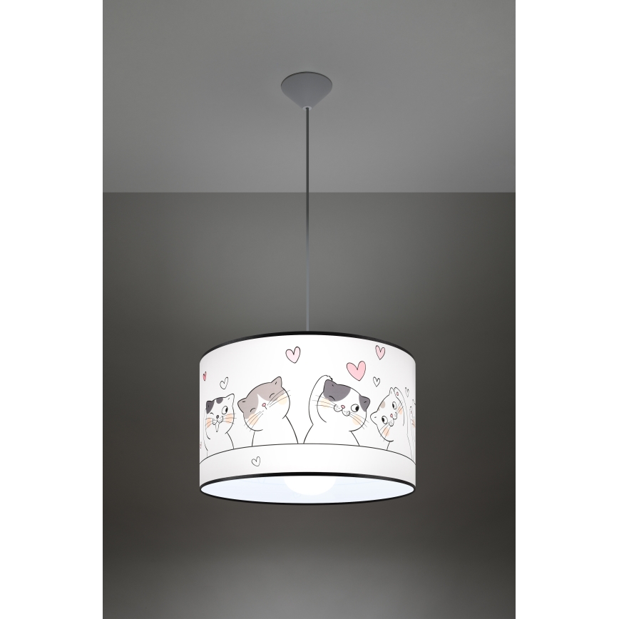 Dečiji luster na sajli CAT 1xE27/15W/230V, prečnika 40 cm, mačka