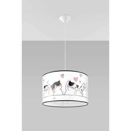 Dečiji luster na sajli CAT 1xE27/15W/230V, prečnika 40 cm, mačka