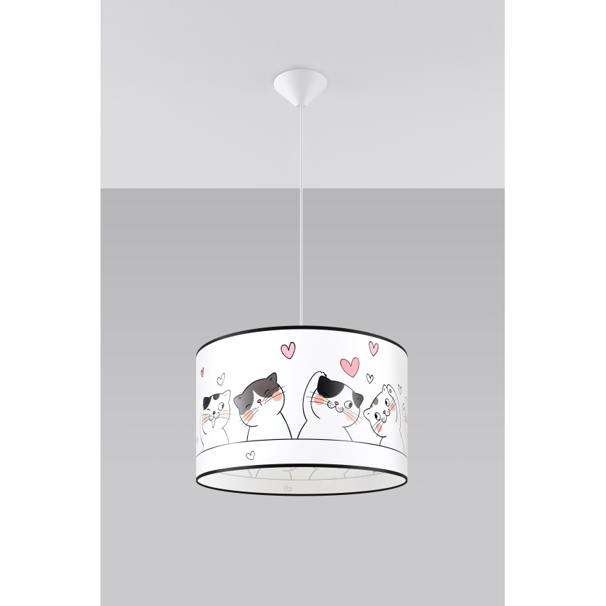 Dečiji luster na sajli CAT 1xE27/15W/230V, prečnika 40 cm, mačka