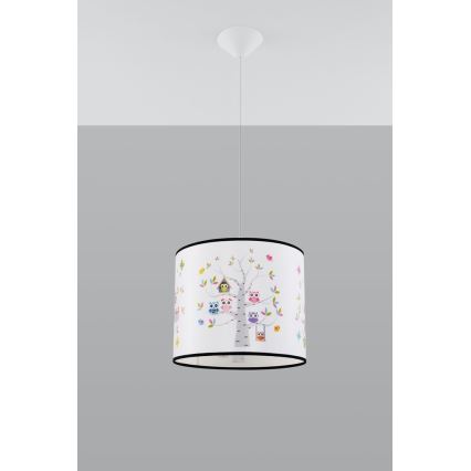 Dečiji luster na sajli OWLS 1xE27/15W/230V, prečnika 40 cm, sa motivom sova