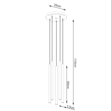 Crveni luster na sajli PASTELO 5xG9/8W/230V