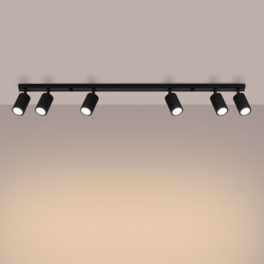 Plafonska svetiljka sa 6 spotova KARBON 6xGU10/10W/230V crna