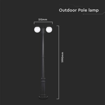 Spoljašnja lampa 2xE27/60W/230V IP44 199 cm crna