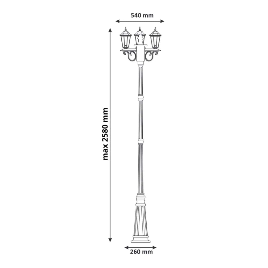 Spoljašnja lampa 3xE27/20W/230V IP43 2,58 m crna