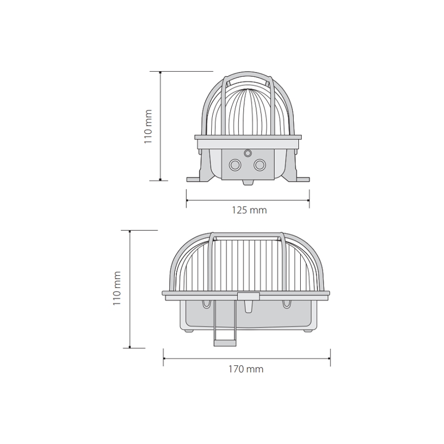 Spoljašnje plafonsko svetlo OVAL 1xE27/60W/230V IP44, crno