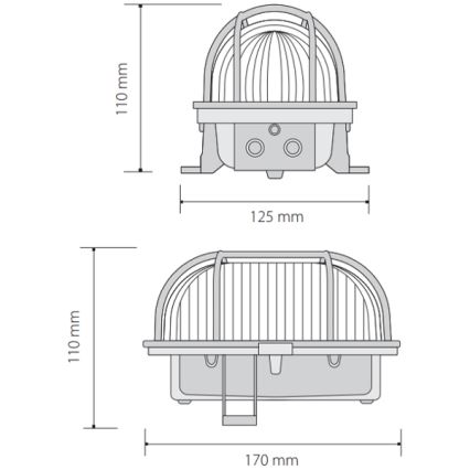 Spoljašnje plafonsko svetlo OVAL 1xE27/60W/230V IP44 sivo
