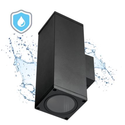 Spoljašnje zidno svetlo 2xGU10/35W/230V IP54, četvrtasto, crno