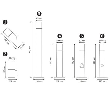 Spoljna lampa sa senzorom NEW YORK 1xE27/12W/230V IP44 44 cm antracit