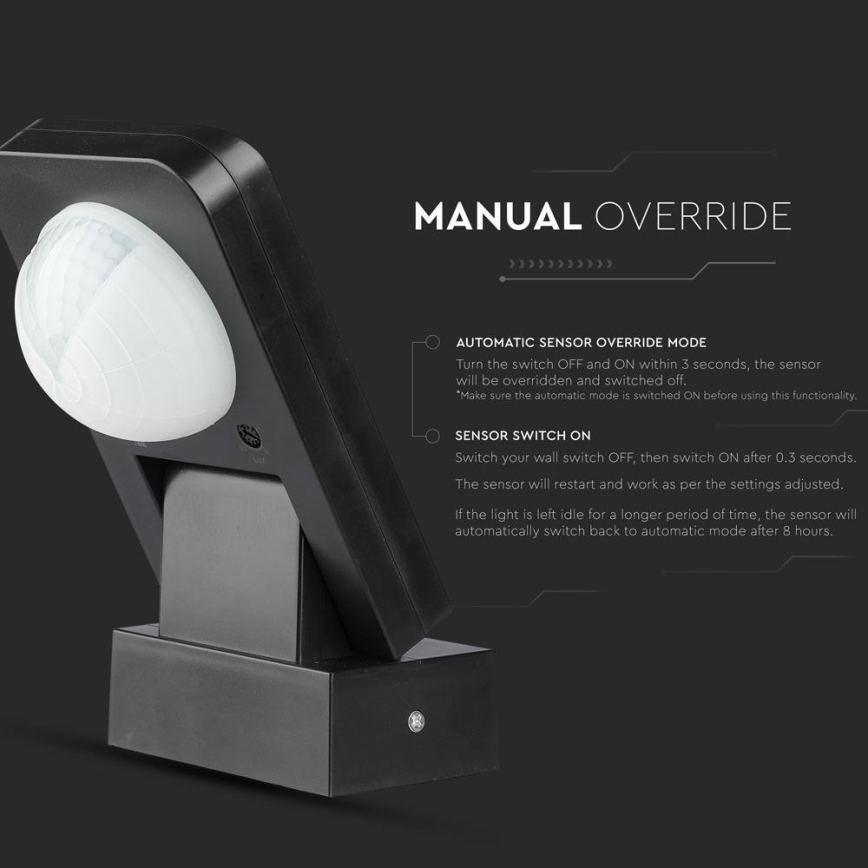 Spoljni infracrveni senzor pokreta 360° 1000W/230V IP65 crni