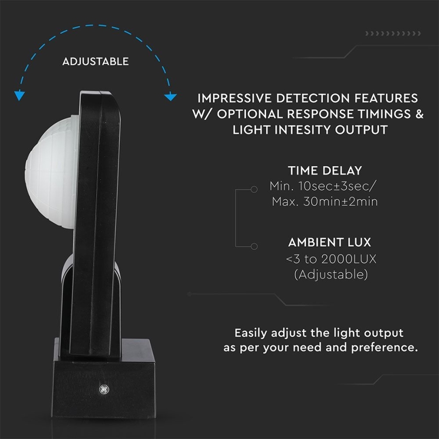 Spoljni infracrveni senzor pokreta 360° 1000W/230V IP65 crni