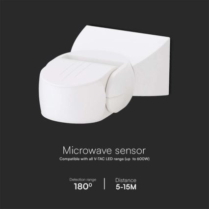Spoljni mikrotalasni senzor pokreta 180° 230V IP65 beo