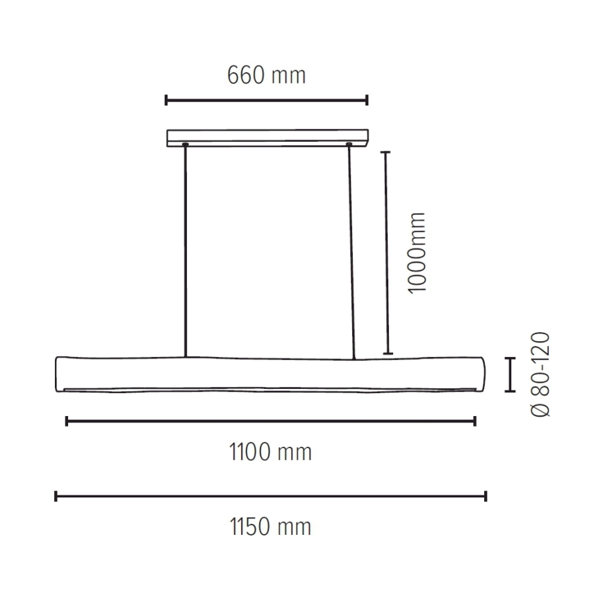 LED prigušiva luster na sajli LUCAS LED/33W/230V borovina