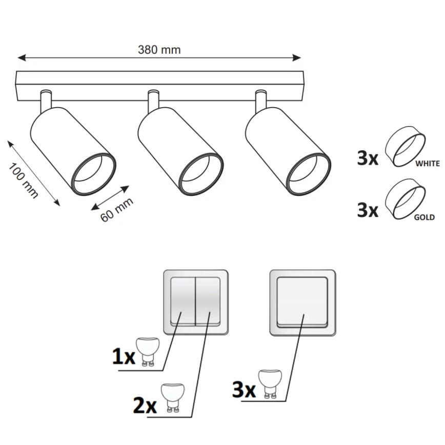 Spot svetiljka MARIBEL 3xGU10/10W/230V bela