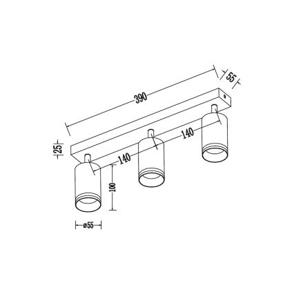 Spot svetiljka PIPE 3xGU10/10W/230V crna