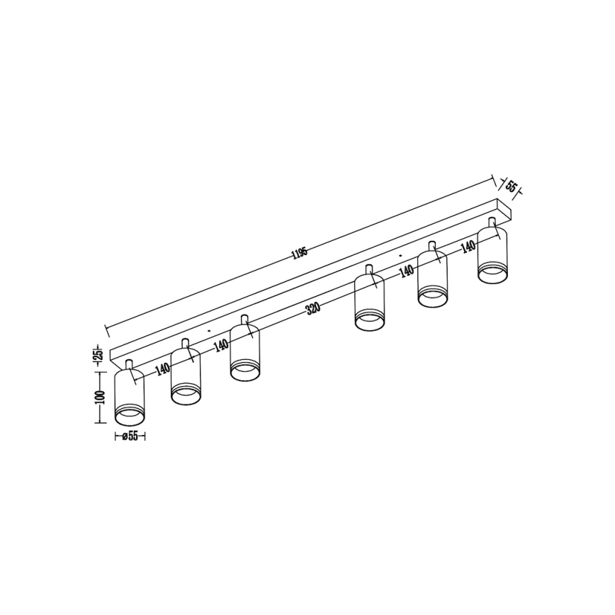 Spot svetiljka PIPE 6xGU10/10W/230V crna