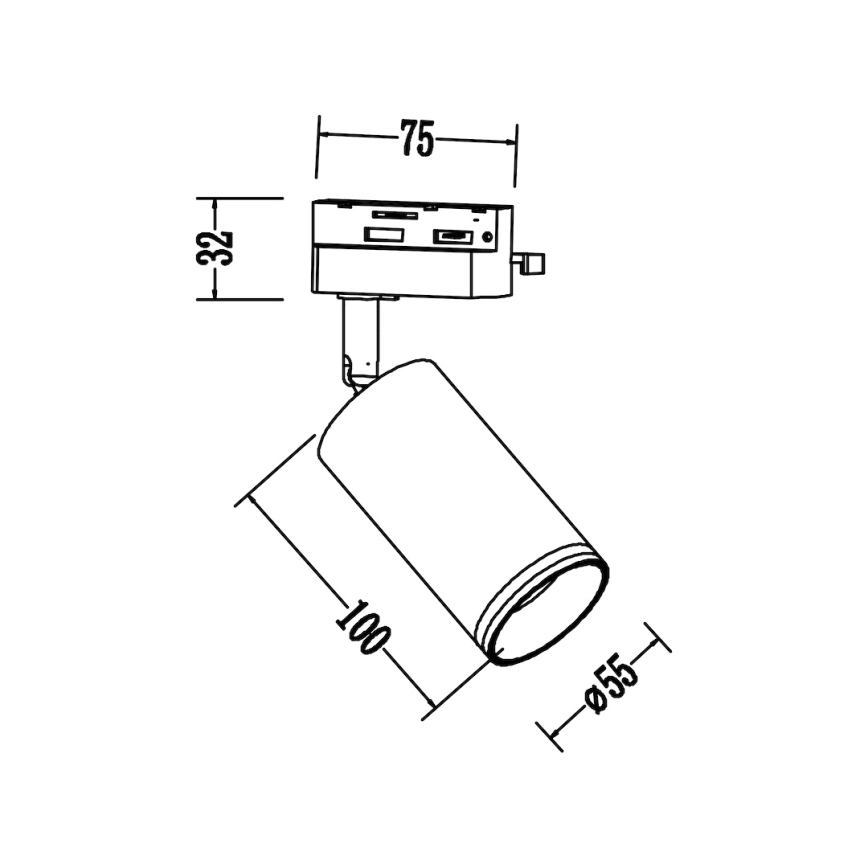Spot svetiljka za 1-fazni šinski sistem PIPE 1xGU10/10W/230V, bela