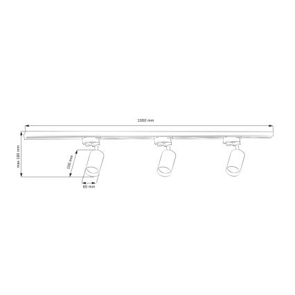 Spot svetiljka za šinski sistem MARIBEL 3xGU10/10W/230V +1 m šinski sistem u zlatnoj boji