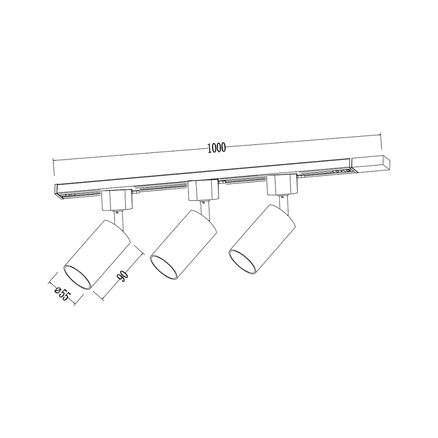 Spot svetiljka za šinski sistem TIGER 3xGU10/10W/230V crna