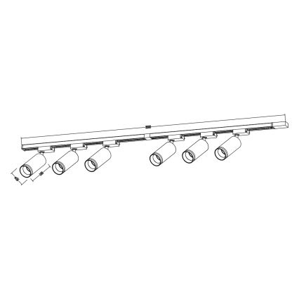 Spot svetlo u šinskom sistemu PIPE 6xGU10/10W/230V, crno