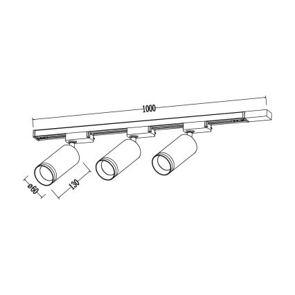 Spot svetlo za šinski sistem PIPE 3xGU10/10W/230V crna